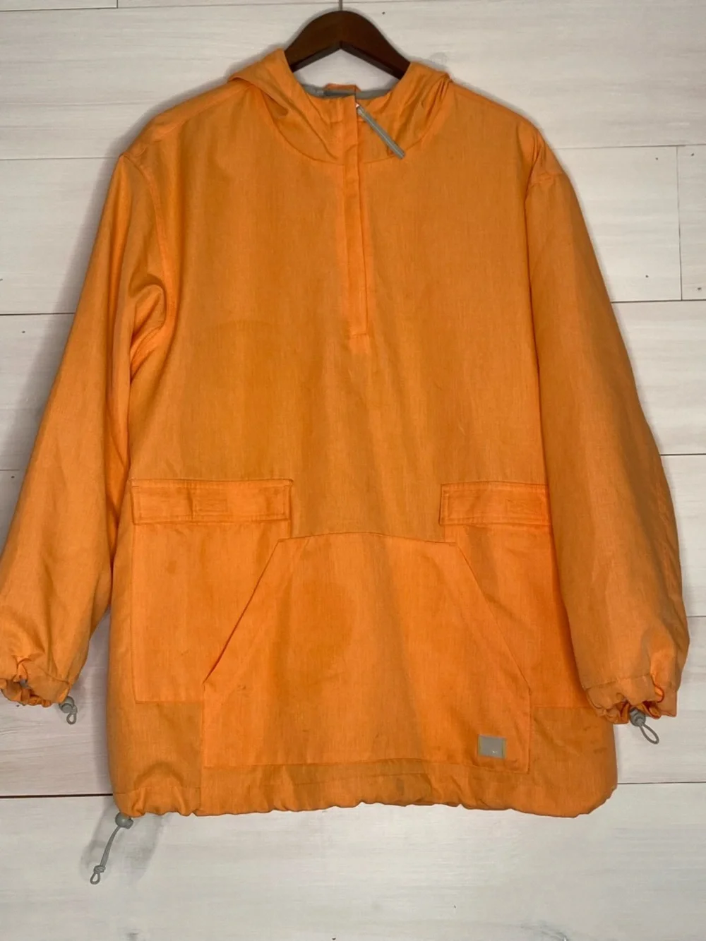 Nike Women’s Orange Anorak Hooded Windbreaker Pullover Jacket - Size Medium Y2K